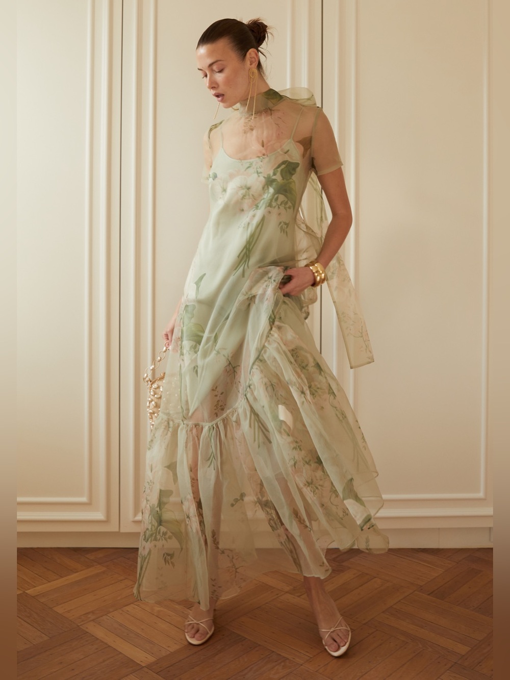 NWT Caara Melody Few Moda Maxi Dress size Medium M Green mint blossom floral - Picture 4 of 6